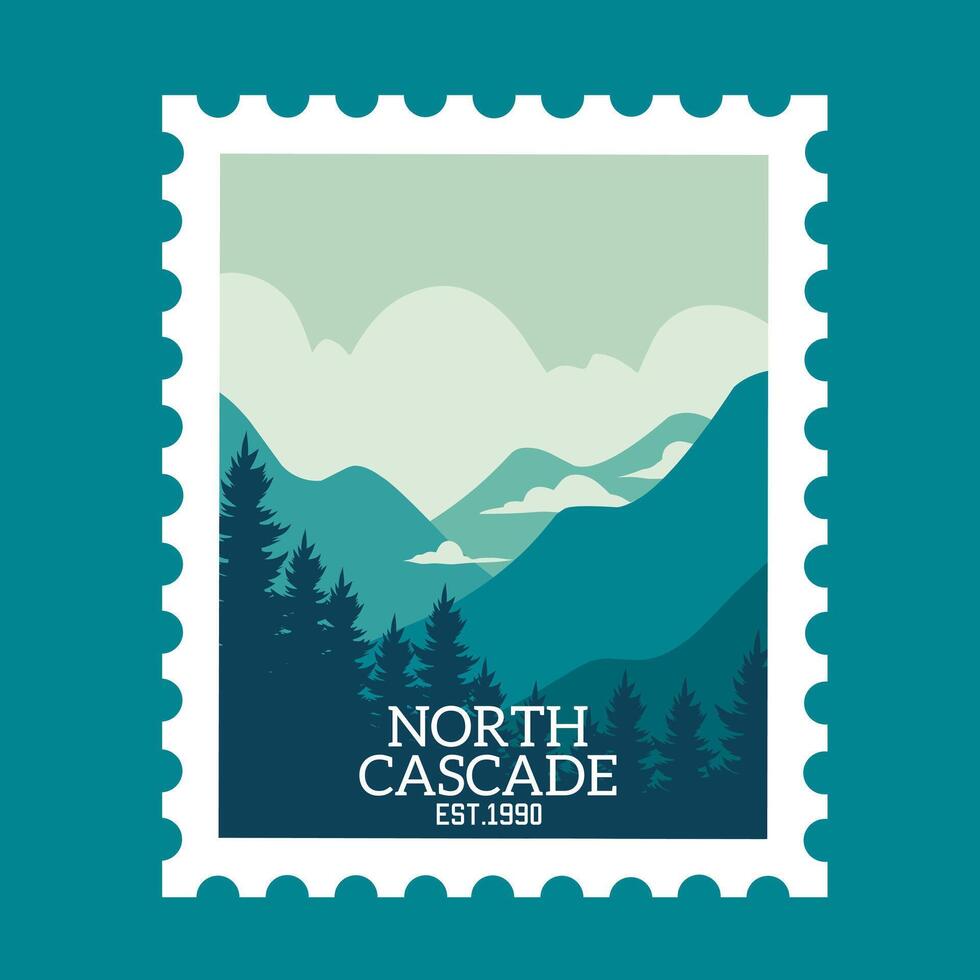 North Cascade Mountain Stamp Perfect for apparel, stickers, etc vector