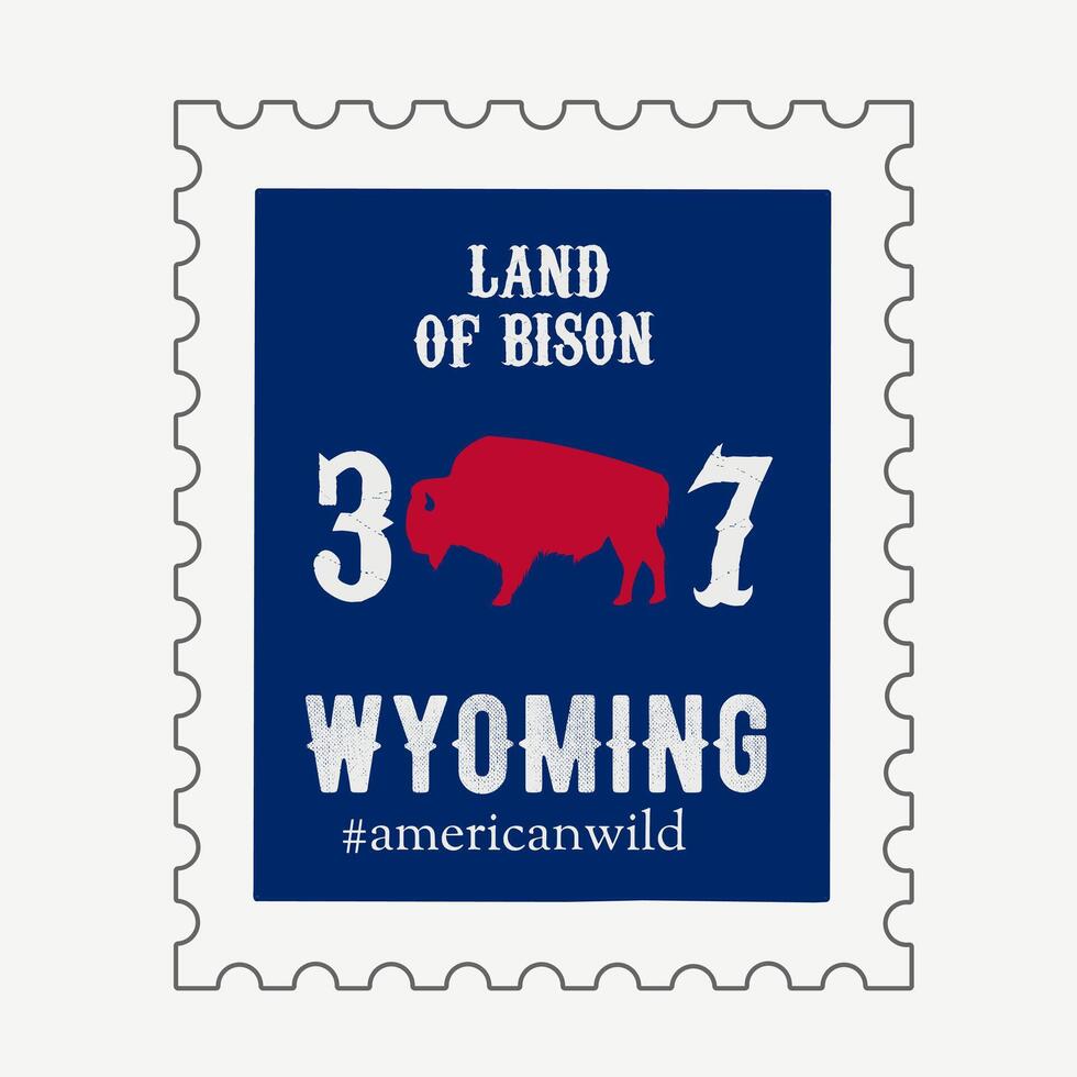 Wyoming Bison Stamp Perfect for print, apparel, stickers, etc vector