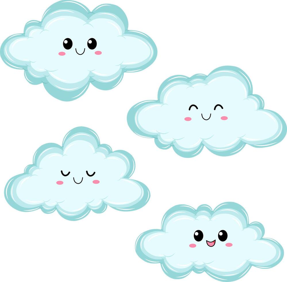 Set of Cute Clouds vector