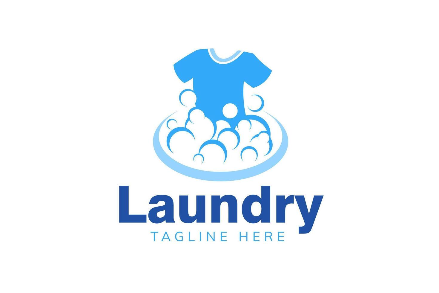 Laundry logo template with clothes and bubble effects. vector