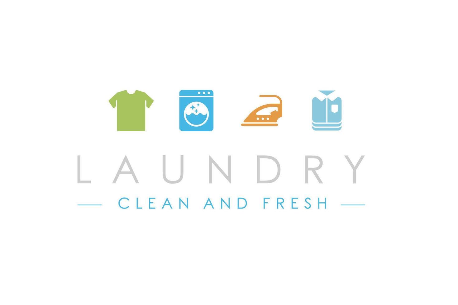 Distinctive laundry logo template featuring laundry essentials and ironing visuals. vector