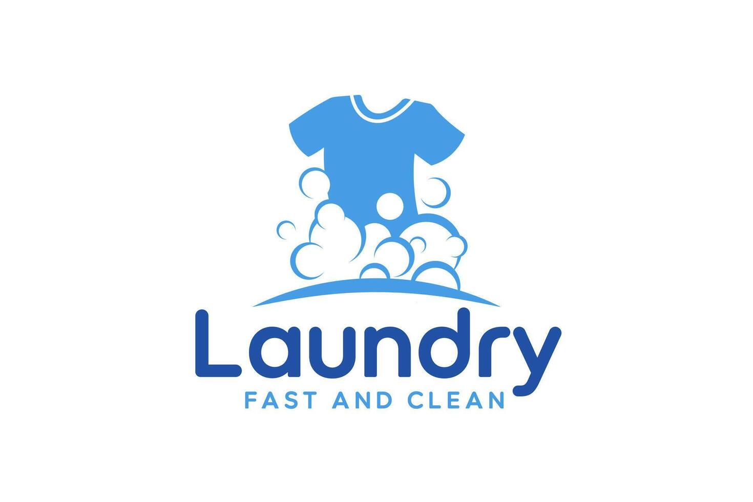 Graphic laundry logo template with clothes and detergent visuals. vector