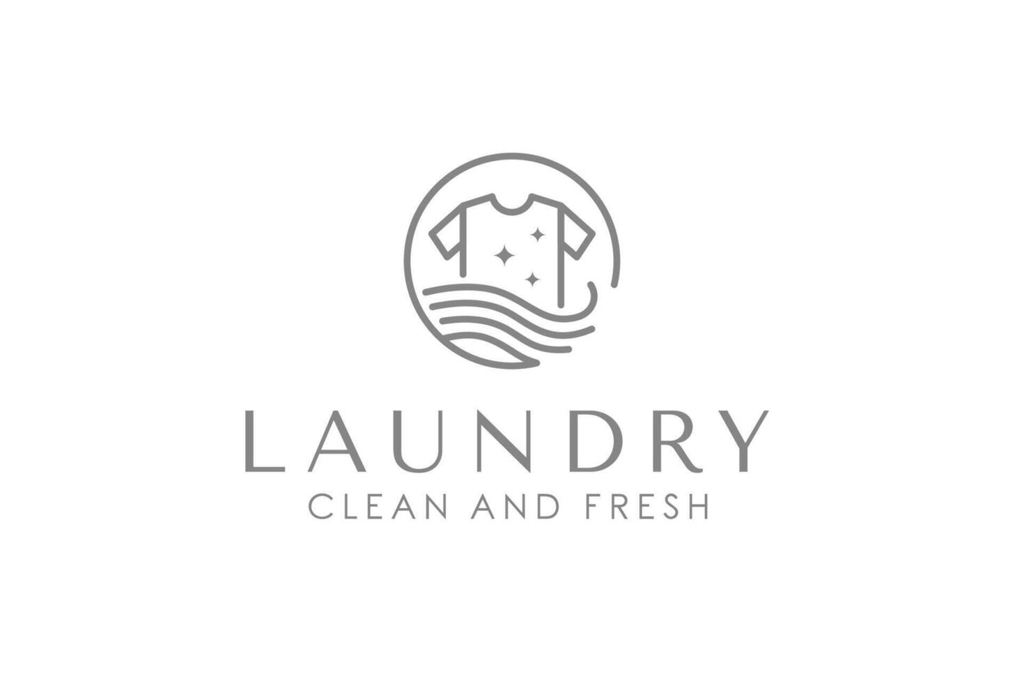 Innovative laundry logo template with simple clothing and appliance graphics. vector