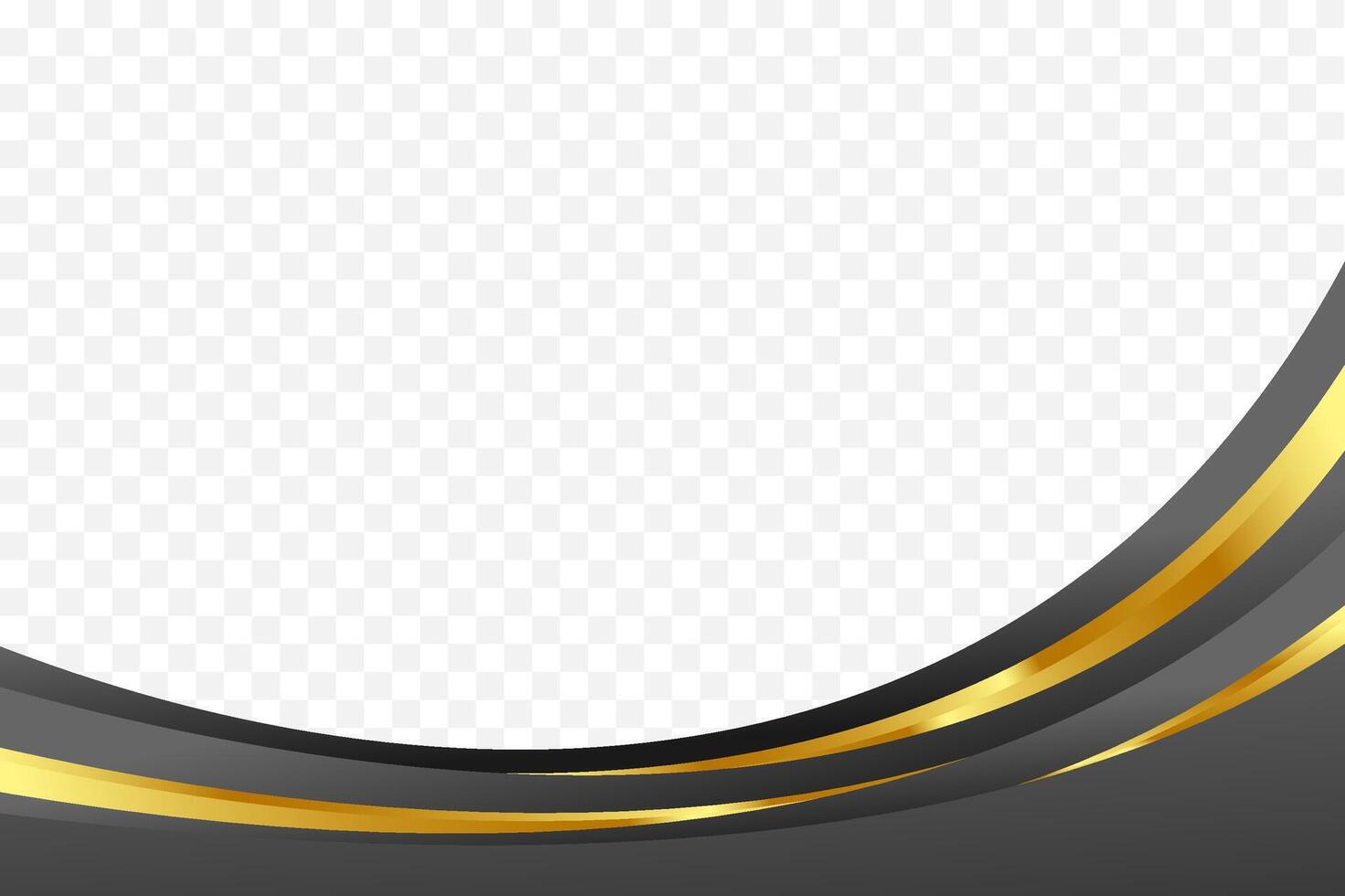 Curved background in Black and gold for elegant header and footer decor. vector