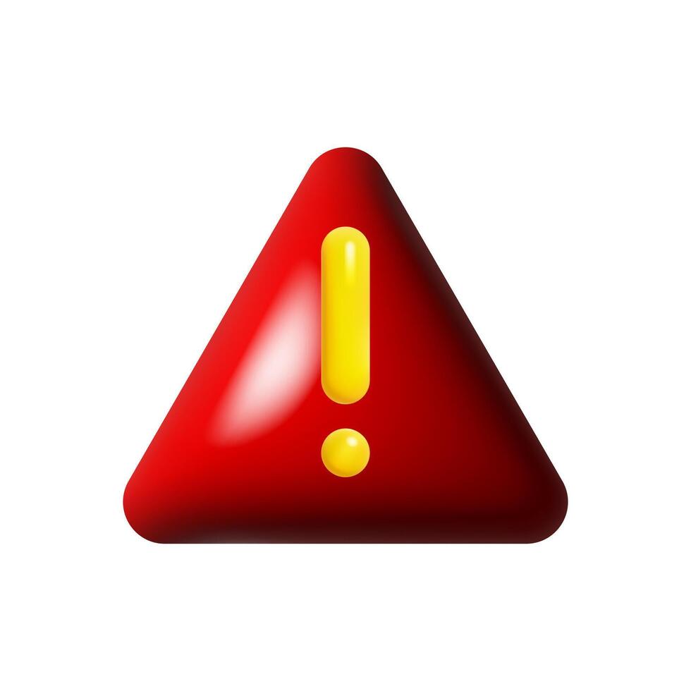 Red warning sign with exclamation point. Alert sign triangular shape, important notice. vector