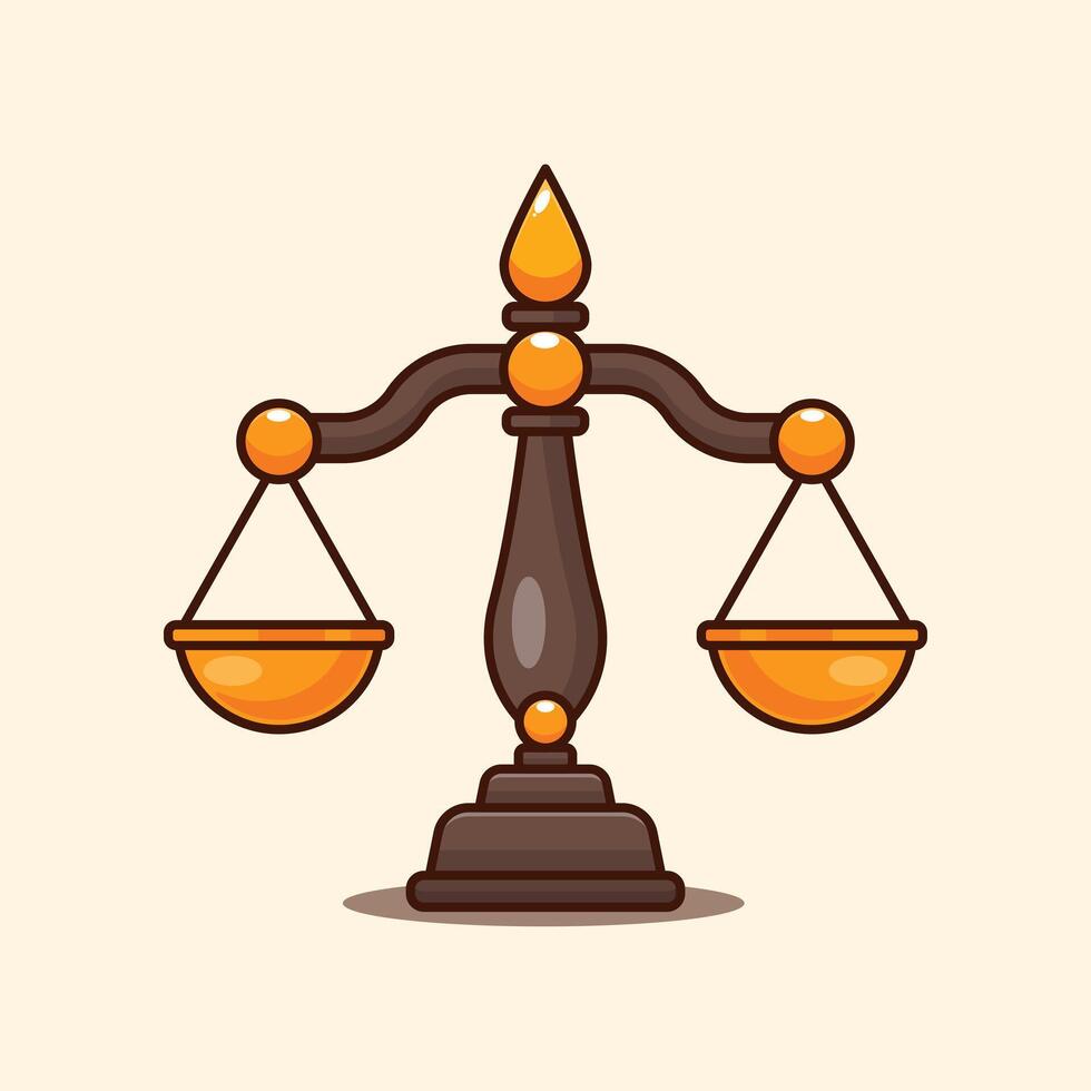Law and justice scale. cartoon illustration. vector