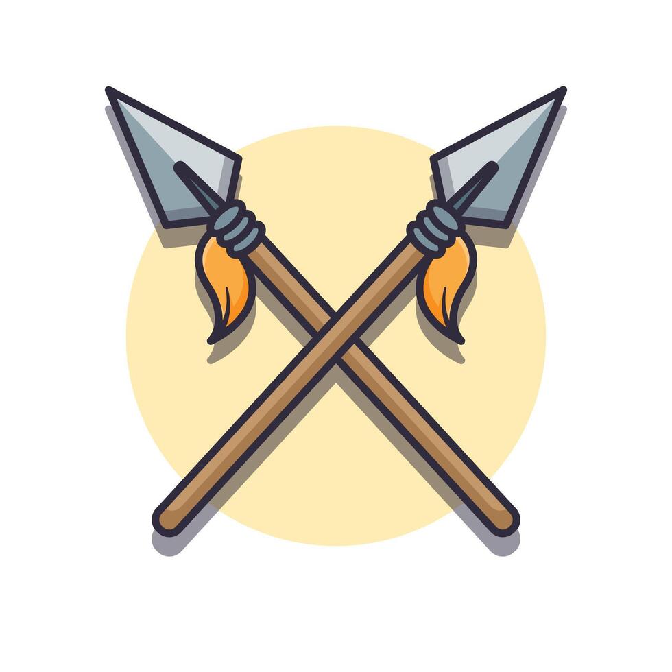 Weapon spear. cartoon illustration. vector