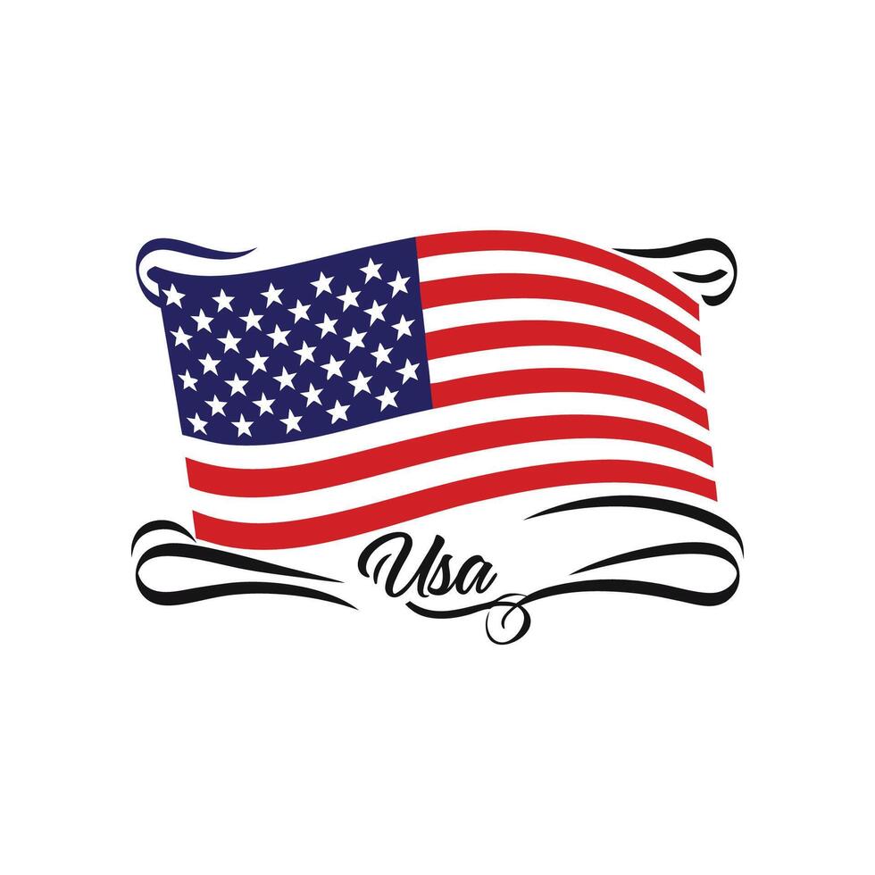 American flag typographic illustration vector