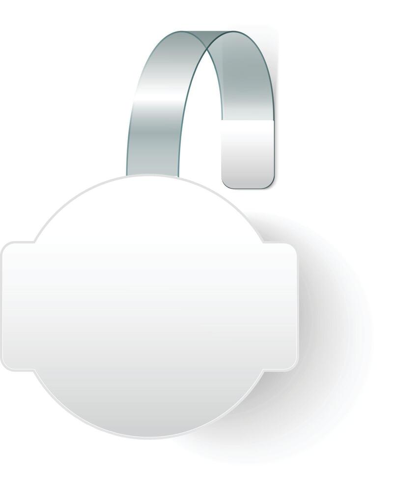 Versatile white wobbler with a transparent hanger for promoting messages in stores. Customize it for marketing, sales, and product displays. Let your message shine. vector