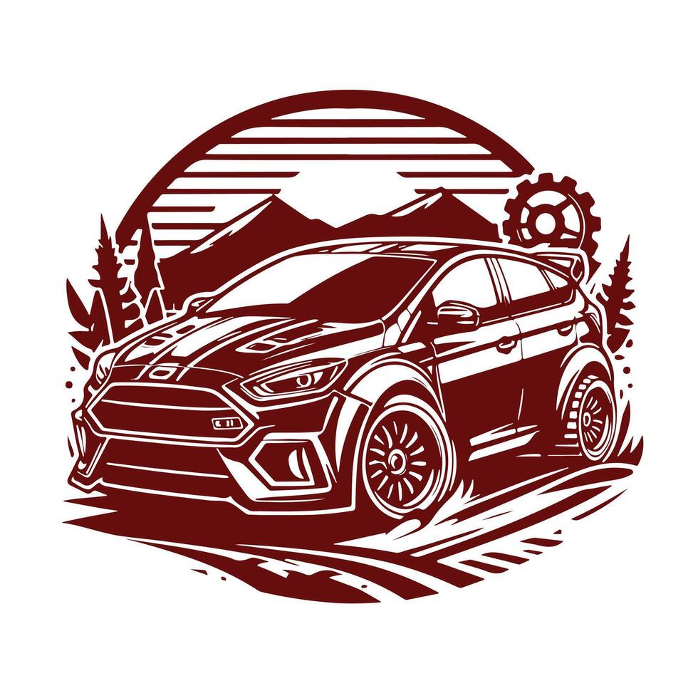 the ford focus is shown in a red and white design vector