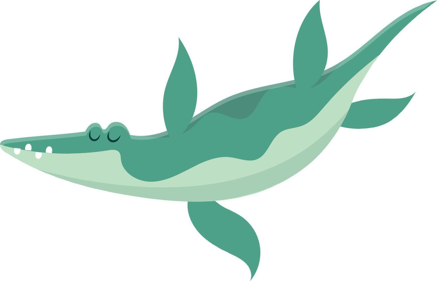 Cute cartoon elasmosaurus swims peacefully in tranquil waters, exuding happiness and serenity vector