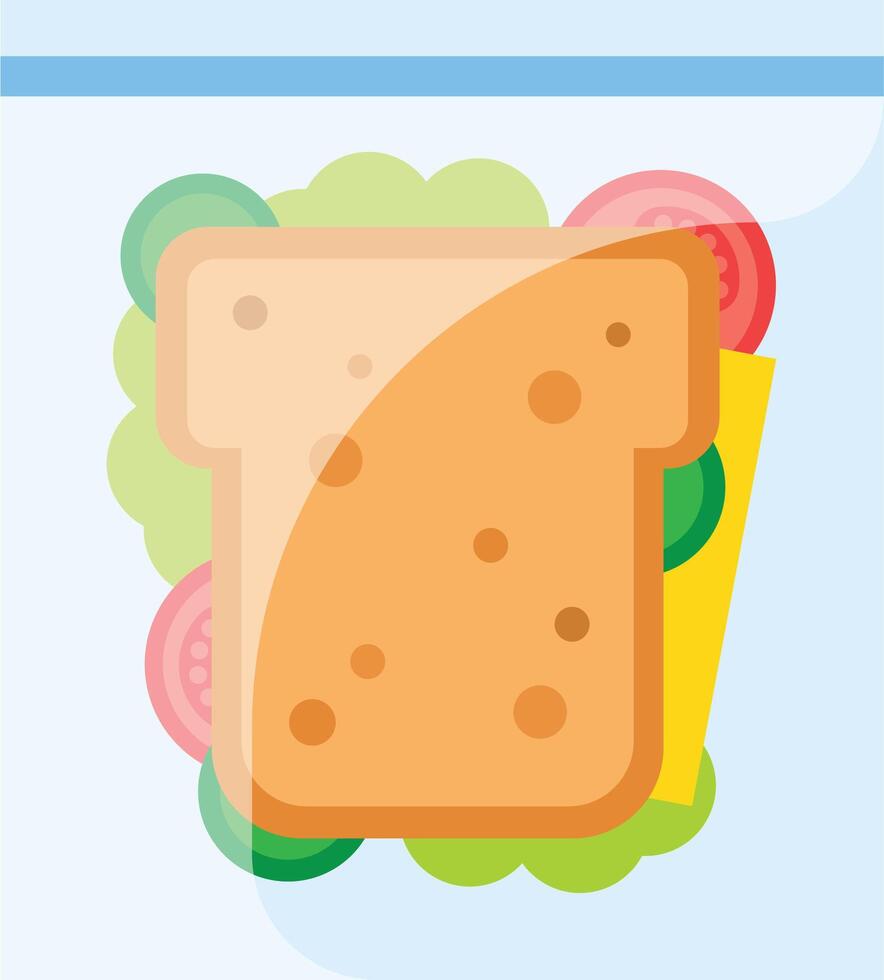 Tasty sandwich is packed with care inside a plastic bag, ready to be taken to work or school for a delicious and nutritious lunch vector