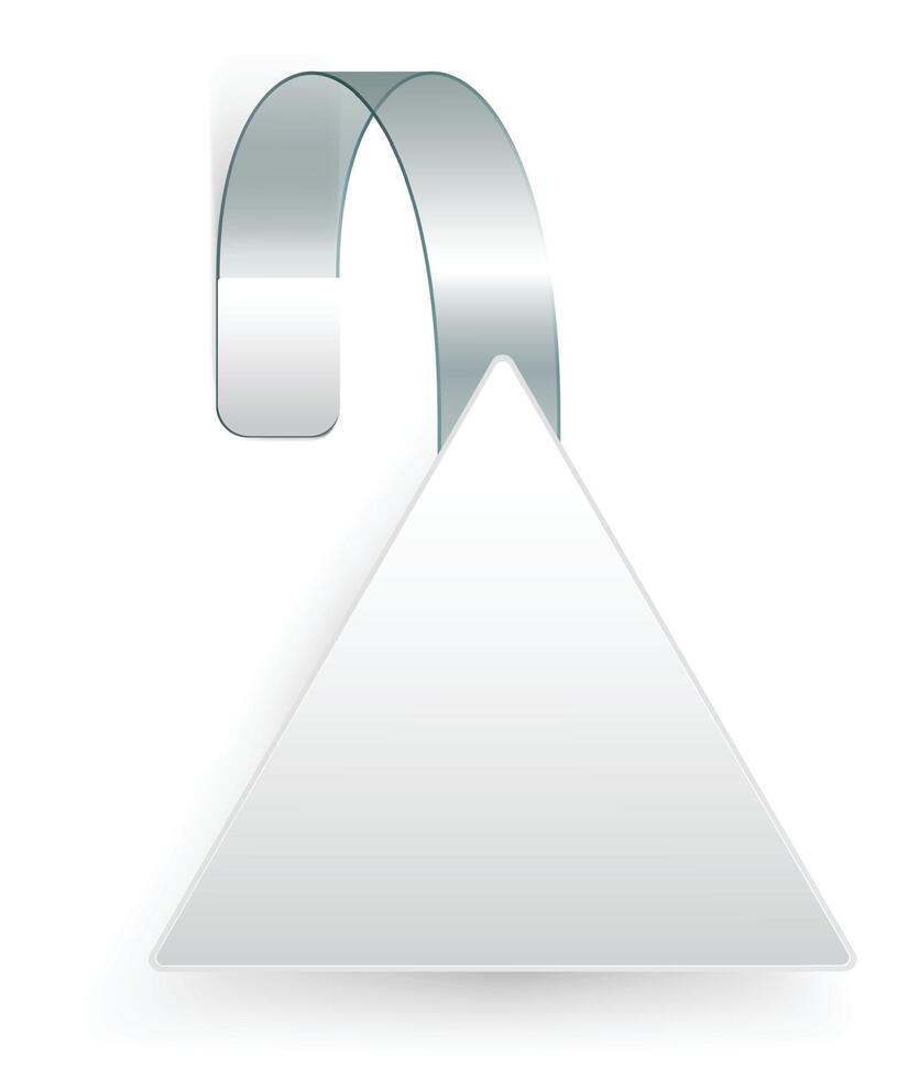 Blank triangular shelf wobbler pointing down with transparent plastic strip vector