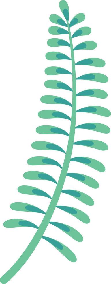 Single green leaf with teal accents is isolated on a white background, evoking feelings of peace and tranquility found in nature vector
