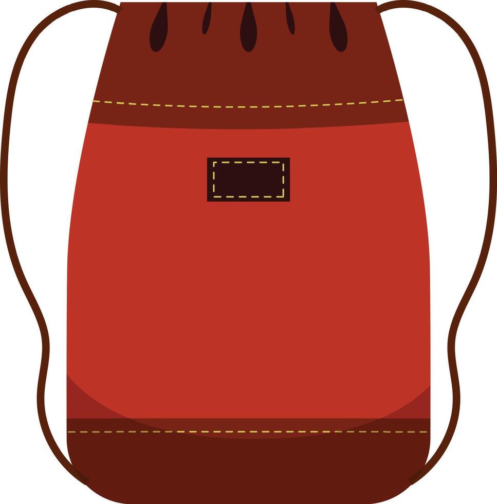 Red backpack featuring a drawstring closure and stylish leather details, perfect for carrying essentials in style. Ideal for showcasing your designs on a practical and trendy item vector