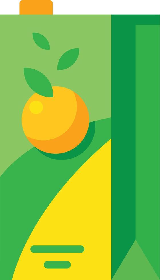 Illustration of an orange juice carton with an orange and leaves, evoking the taste of freshness and the vitamin c benefits of this citrus fruit vector