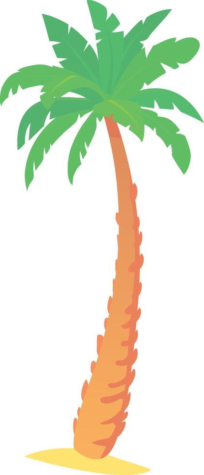 Tall palm tree grows on a tropical beach with golden sand. Standing gracefully against clear blue skies and crystal clear waters. Its lush green fronds swaying in the warm breeze vector
