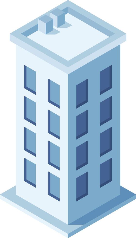 Contemporary office building with a flat roof and multiple windows is depicted in a sleek isometric perspective, showcasing its modern architectural design vector
