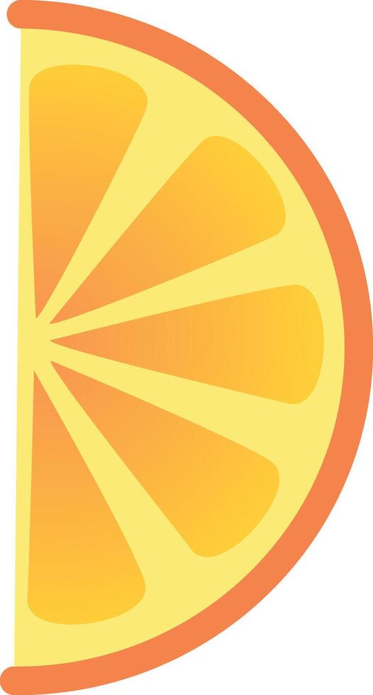 Vibrant illustration of a sliced orange with a gradient color scheme, showcasing the juicy segments of the fruit, perfect for designs related to healthy eating and nutrition vector