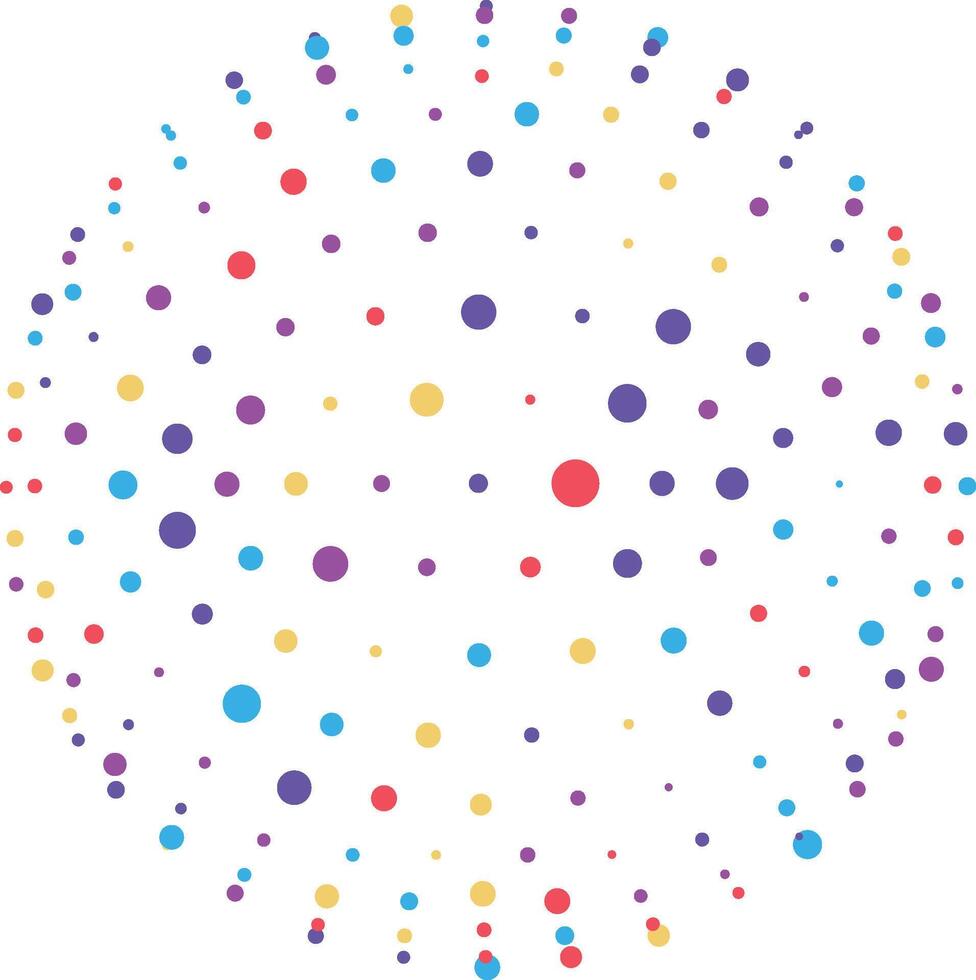 Abstract sphere consisting of colorful dots of various sizes on a white background. illustration vector