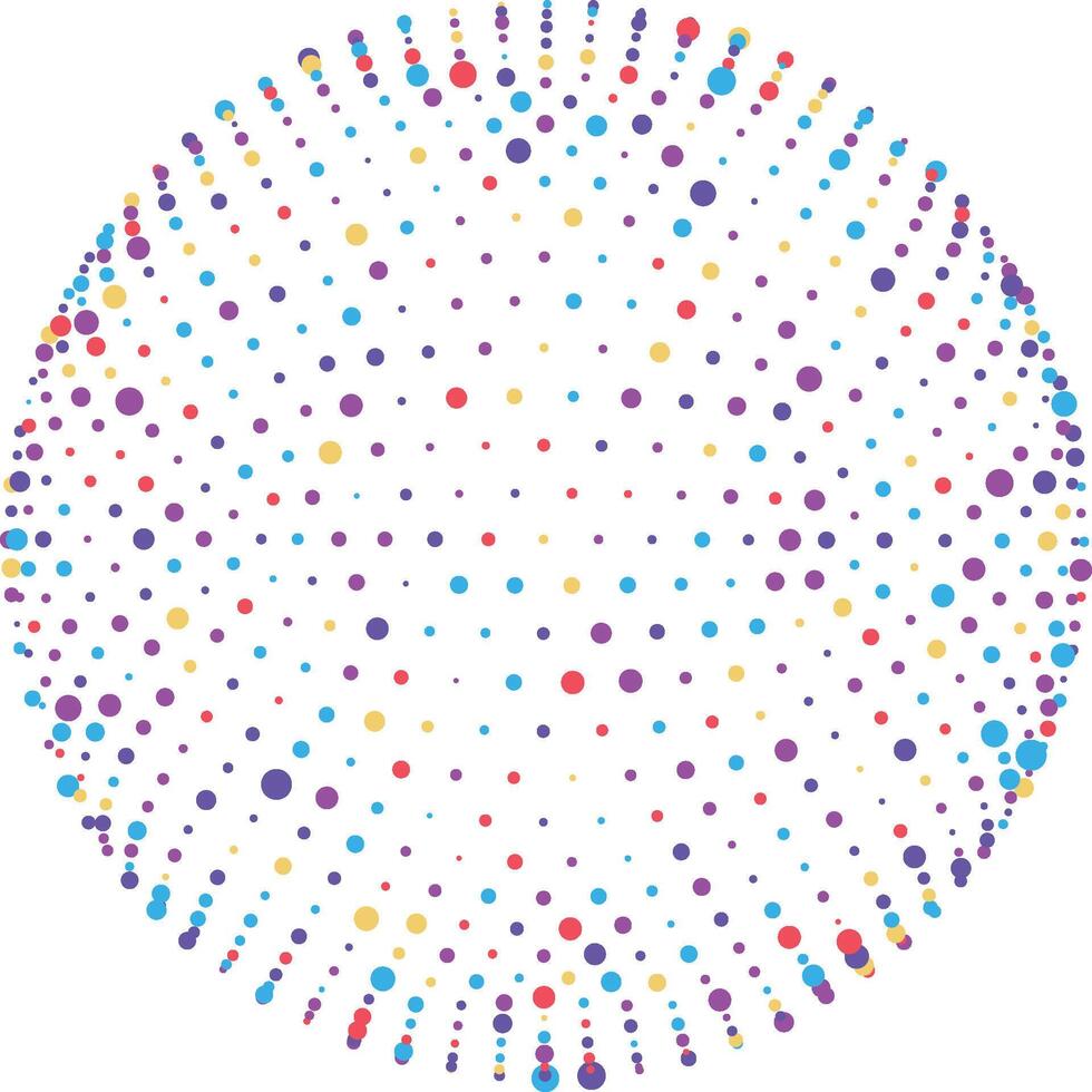 Abstract background with colorful dots of different sizes forming a circle on a white background. illustration vector