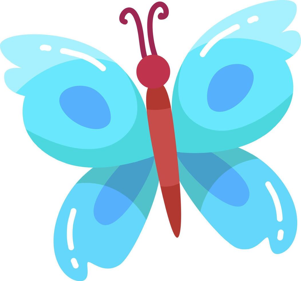 This beautiful blue butterfly features striking red antennae and delicate wings resting gently on a green leaf as sunlight filters through the garden vector
