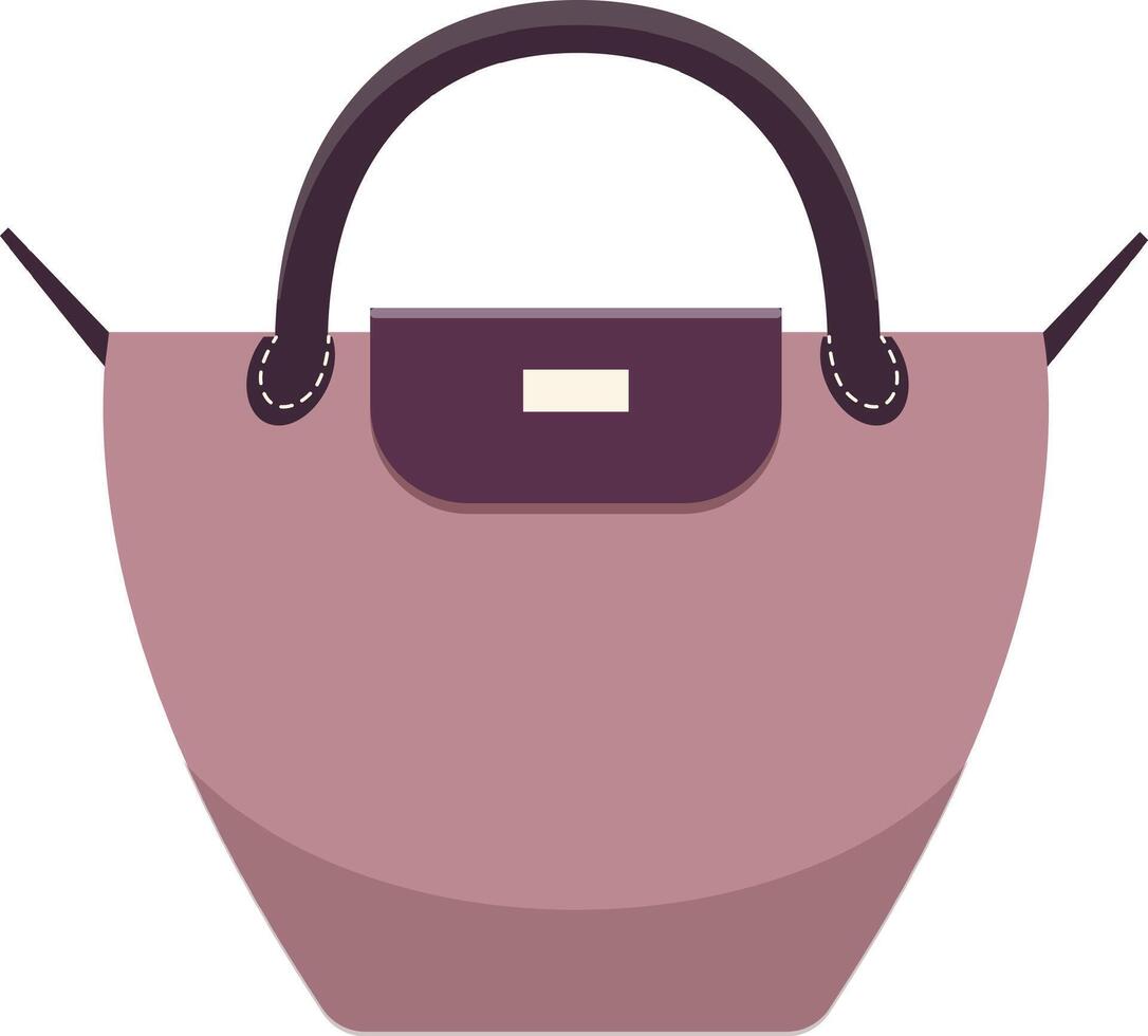 Stylish pink handbag with leather straps and clasps, isolated on white background, perfect for fashion projects vector