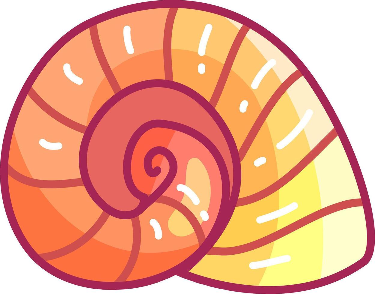 A vibrant spiral shell design showcases warm colors such as orange and yellow perfect for use in artistic projects or as a decorative element in educational resources vector