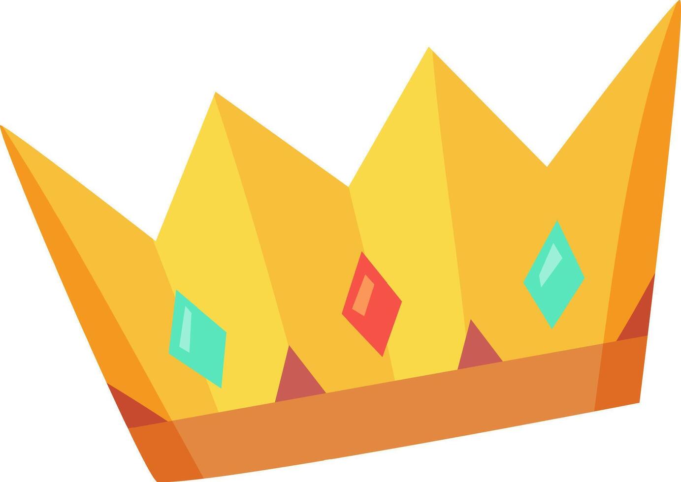 This vibrant crown features bright yellow elements complemented by colorful gems. It symbolizes joy and festivity ideal for celebrations and special occasions vector