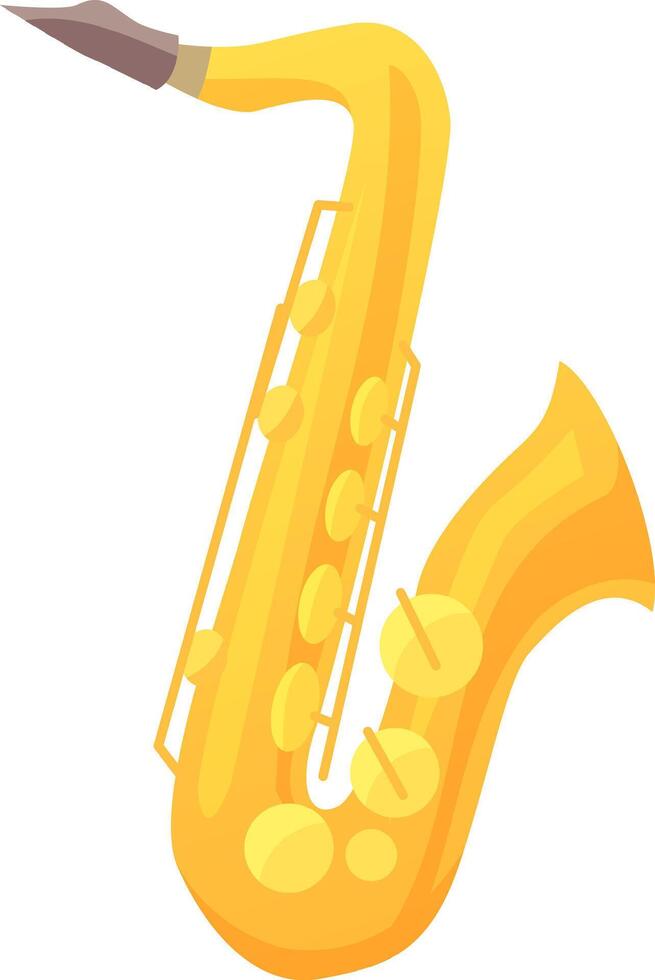 This vibrant yellow saxophone features smooth curves and shiny keys showcasing its elegant design. The instrument is depicted with great detail emphasizing its musical charm vector