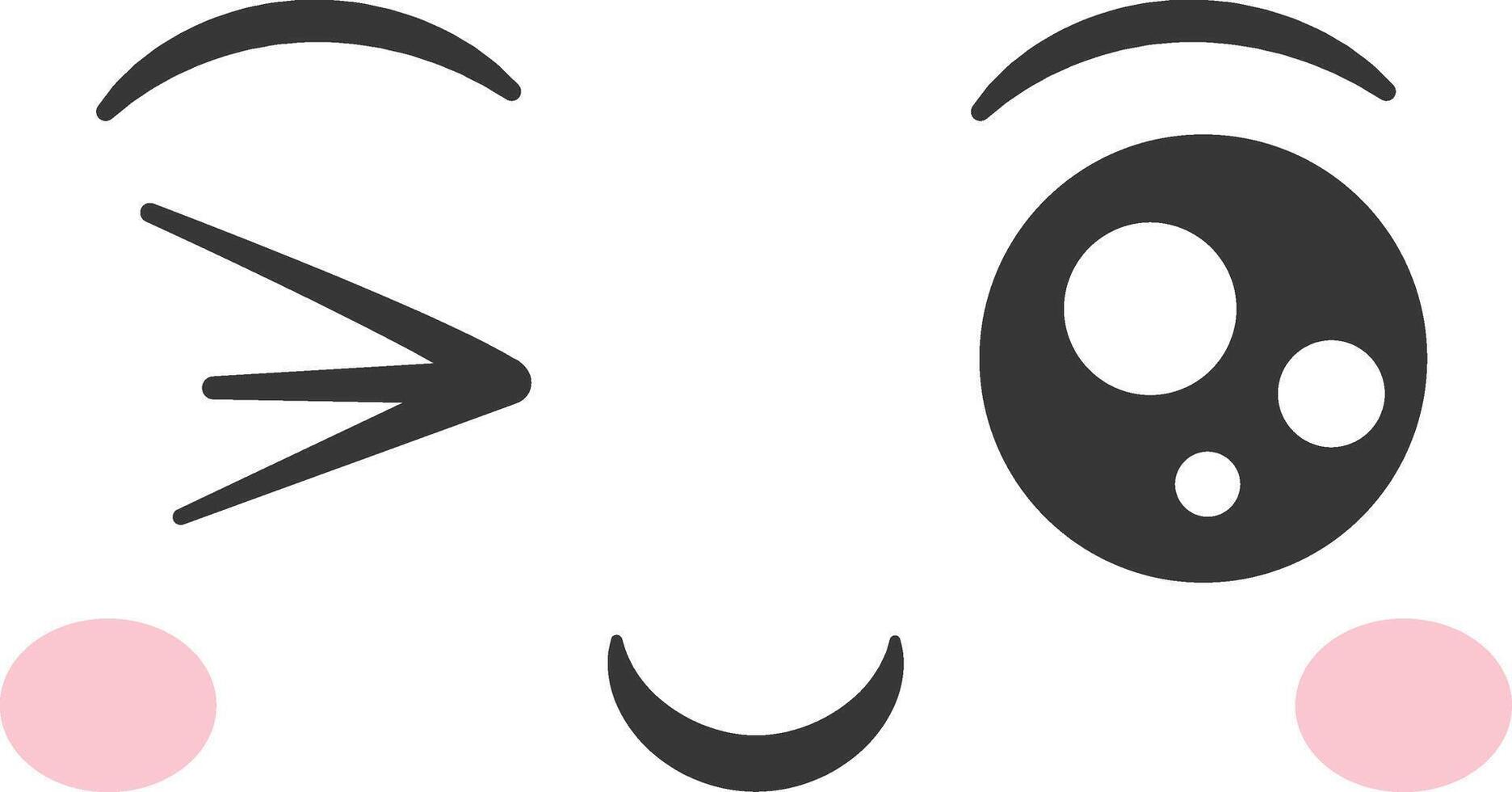 A charming winking face featuring oversized eyes and delicate rosy cheeks brings a joyful and playful vibe perfect for use in communications or design projects vector