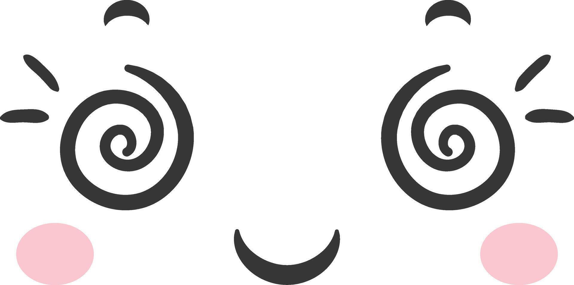A charming cartoon face features large spiral eyes and pink cheeks radiating a fun and playful vibe. The design is minimalistic and cheerful perfect for light hearted themes vector