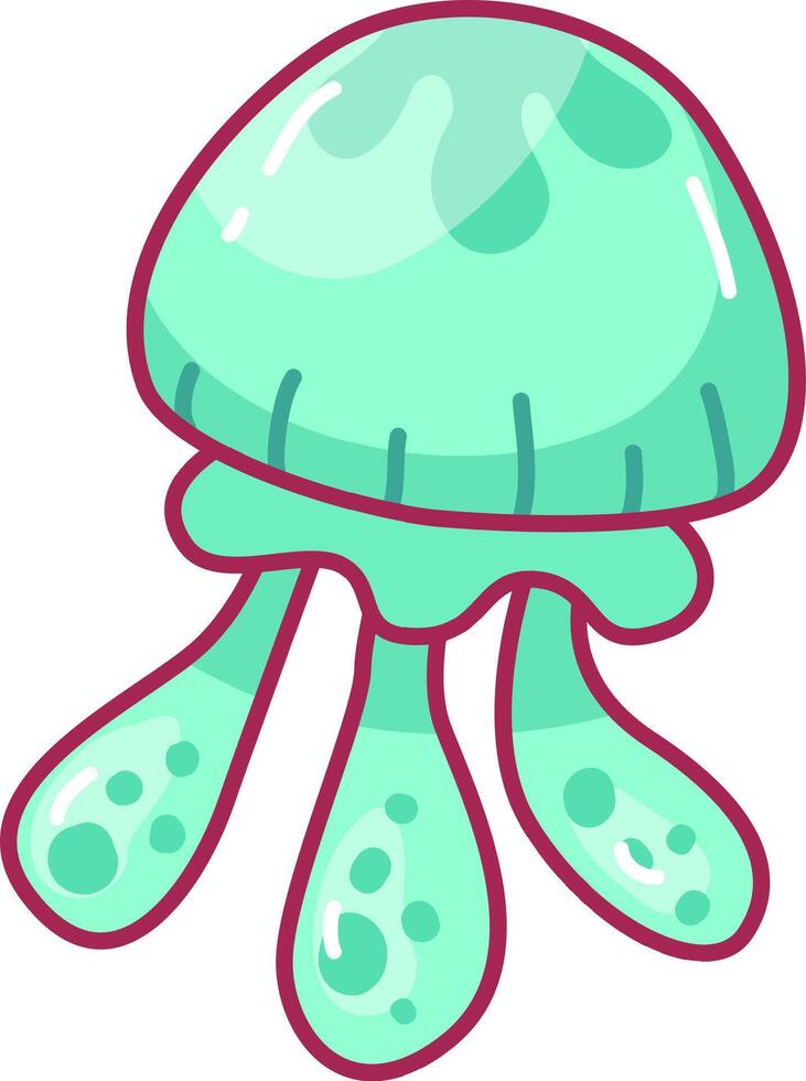 A vibrant cartoon jellyfish drifts serenely in clear blue water showcasing delicate tentacles and a cheerful design that captures the essence of ocean life vector