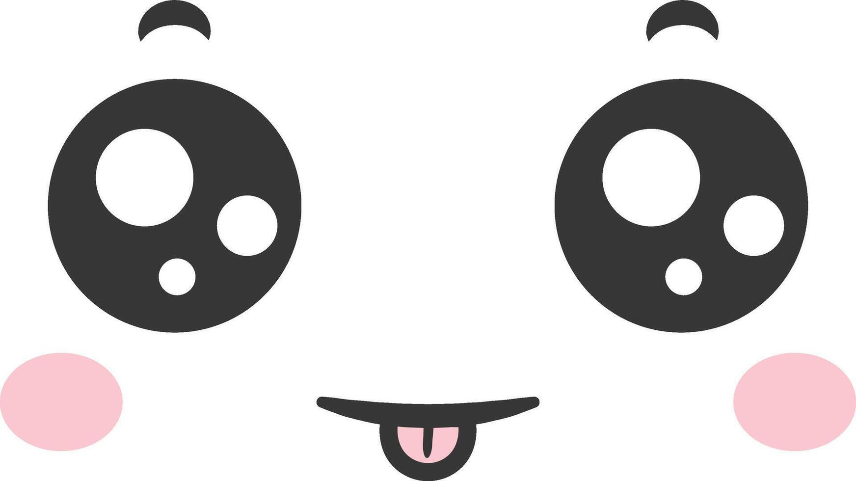 This delightful cartoon face features oversized eyes brimming with joy and a playful tongue. The simple design radiates happiness and evokes a sense of fun perfect for uplifting any mood vector