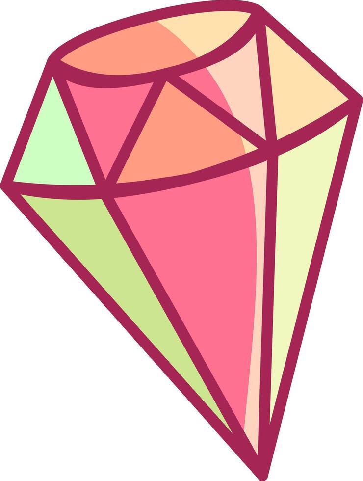 A vibrant diamond shape featuring a mix of peach and mint colors designed with geometric facets. This unique design can enhance various artistic projects vector