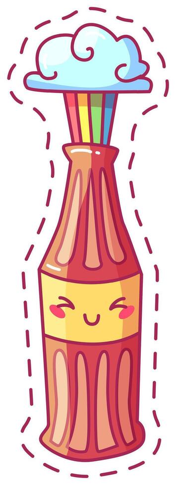 The cheerful soda bottle features a smiling face topped with a playful cloud and colorful straws evoking a sense of joy and summer refreshment for everyone vector