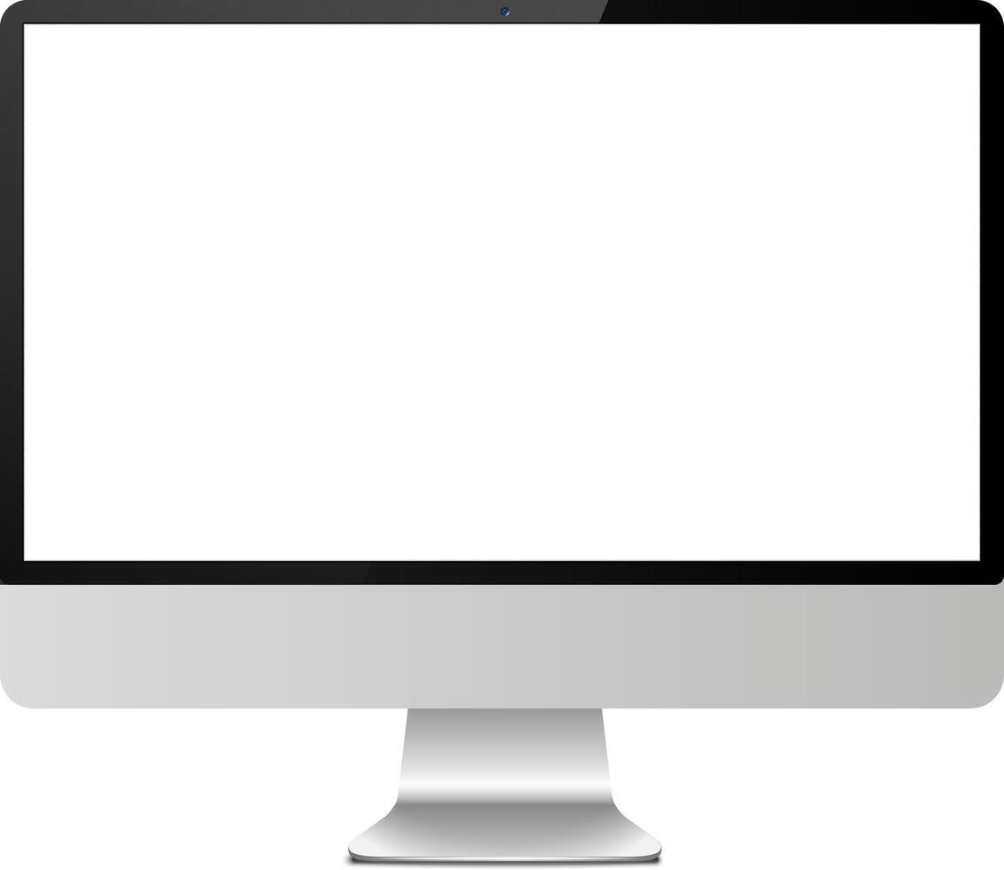 A blank computer screen on a sleek desktop monitor against a simple backdrop, ideal for presentations and digital content creation vector