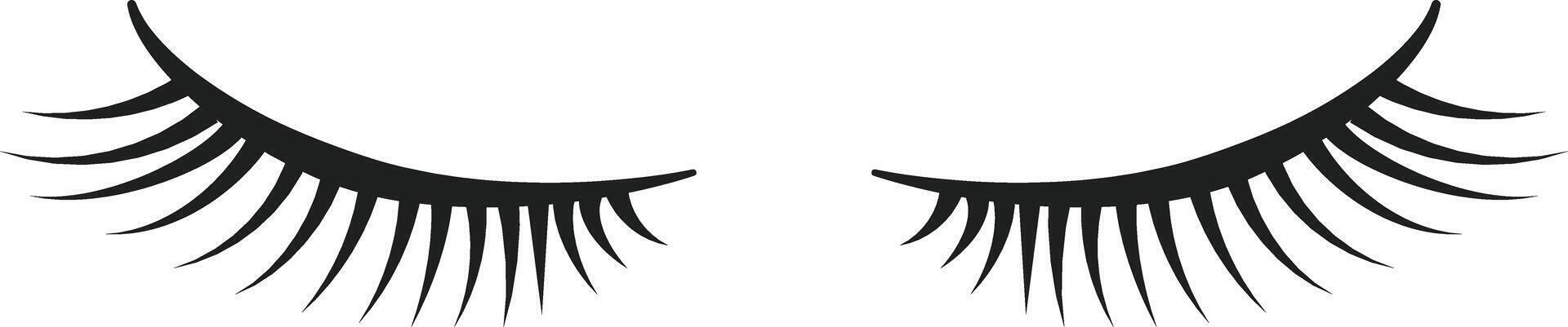 This artwork features a pair of elegantly styled black eyelashes perfect for enhancing beauty related content. The design is minimalist and striking vector