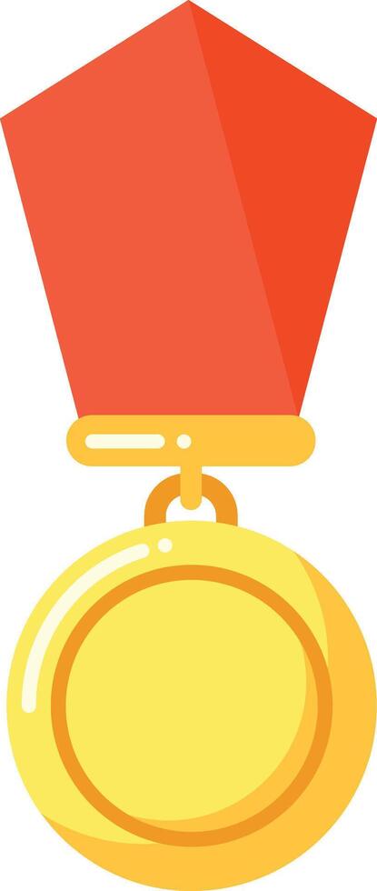 A golden medal with a red ribbon symbolizing achievement and success in various competitions vector