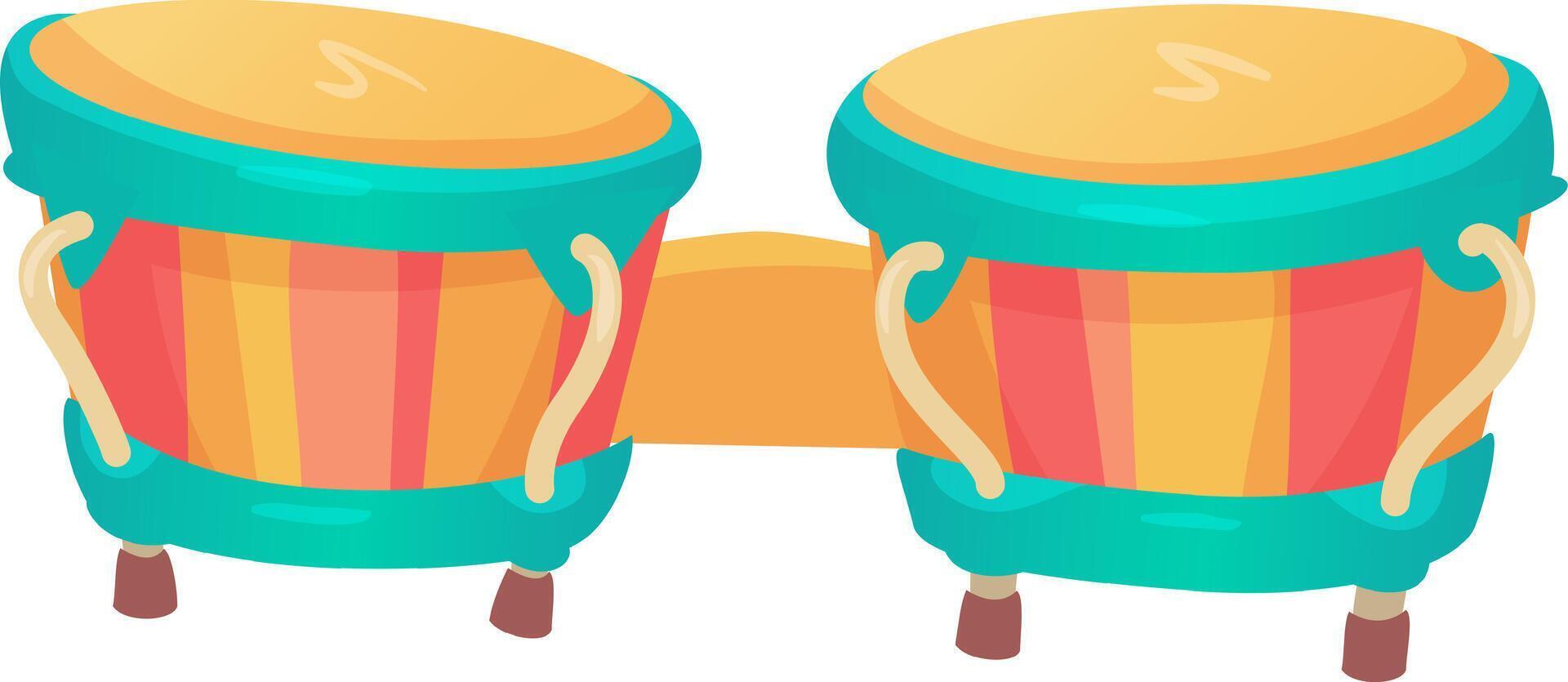 A playful pair of hand drums featuring bright colors and intricate patterns sits prominently. The drums invite engagement and evoke a joyful musical atmosphere vector