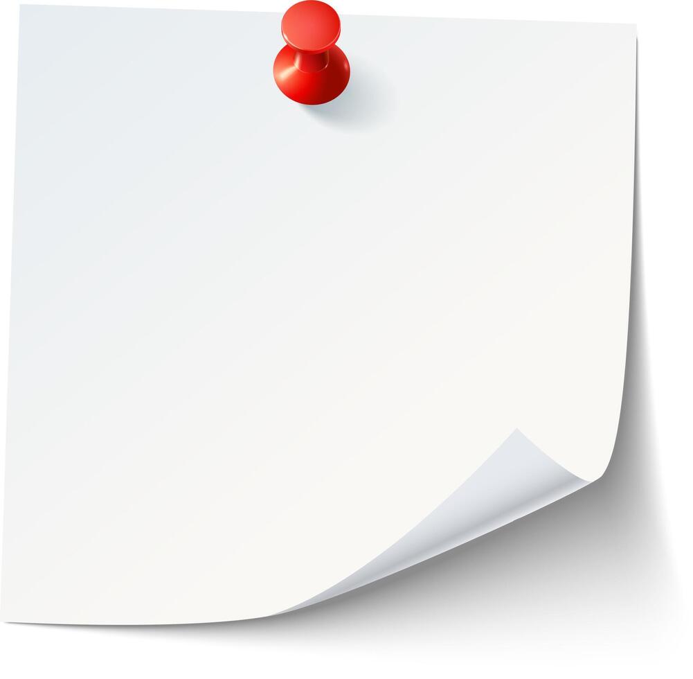 Blank notepad with a red pushpin on it for notes in an office setting for organization and reminders needed for daily tasks vector