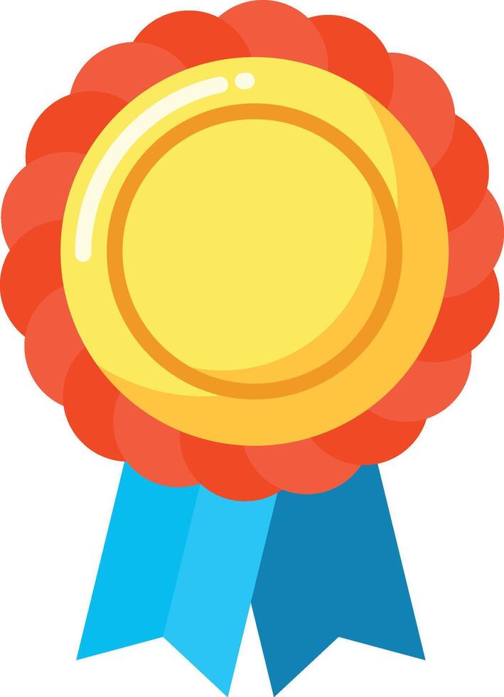 Gold award ribbon with red and blue detailing awarded for excellence in competition or achievement during an event vector