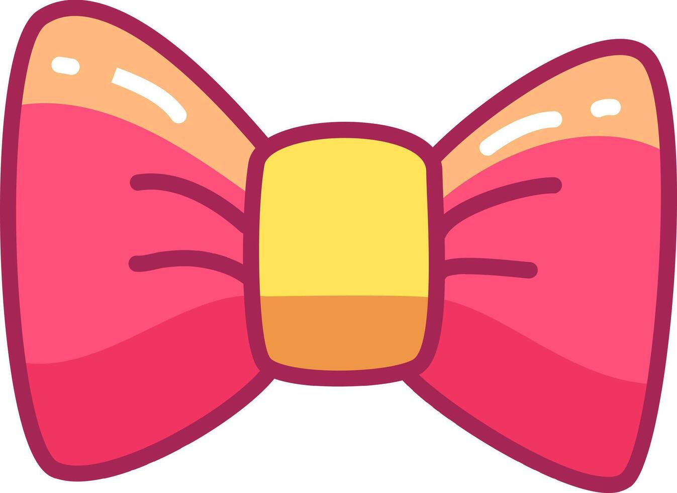 A vibrant pink and yellow bow tie design showcases a glossy surface making it an ideal choice for festive occasions parties or fashion statements vector