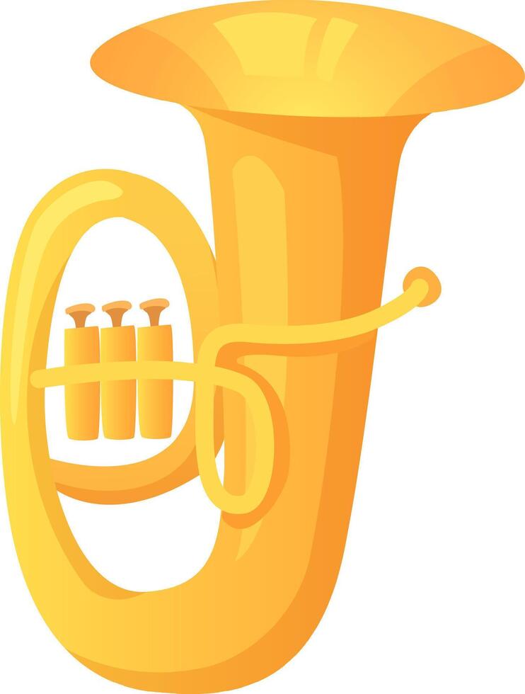 The bright yellow tuba stands out with its unique curves and three valves reflecting light and presenting an inviting appearance for music enthusiasts vector