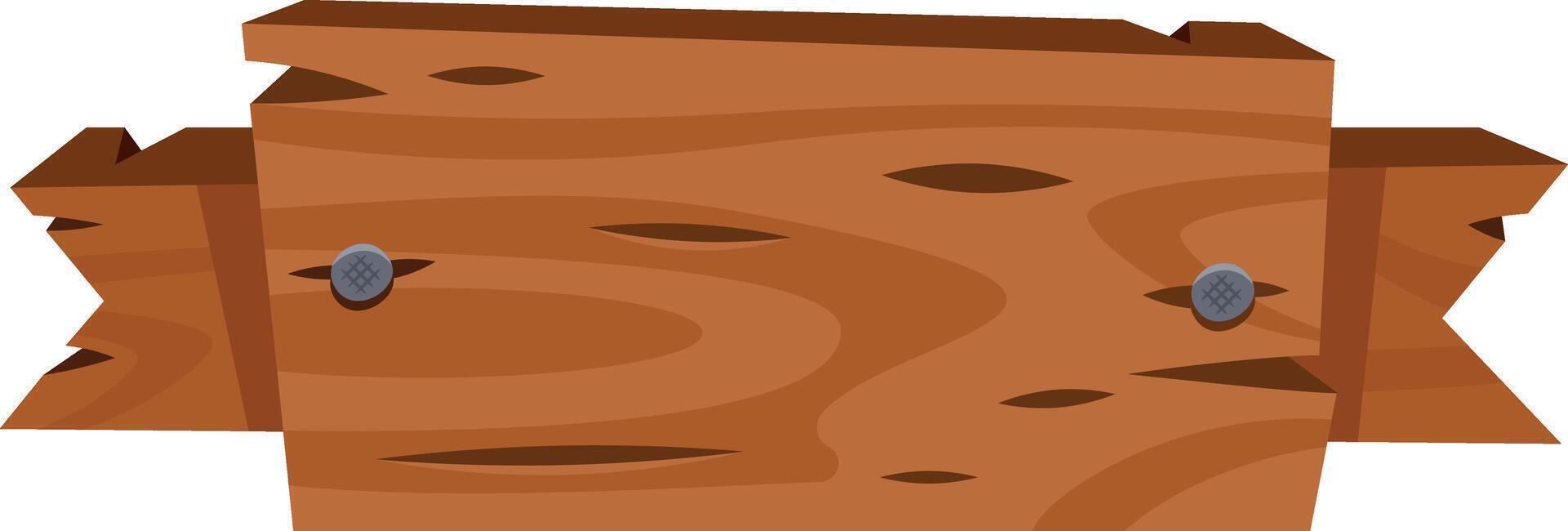 A wooden sign with a rough finish and visible nails, suitable for outdoor settings or rustic locations vector