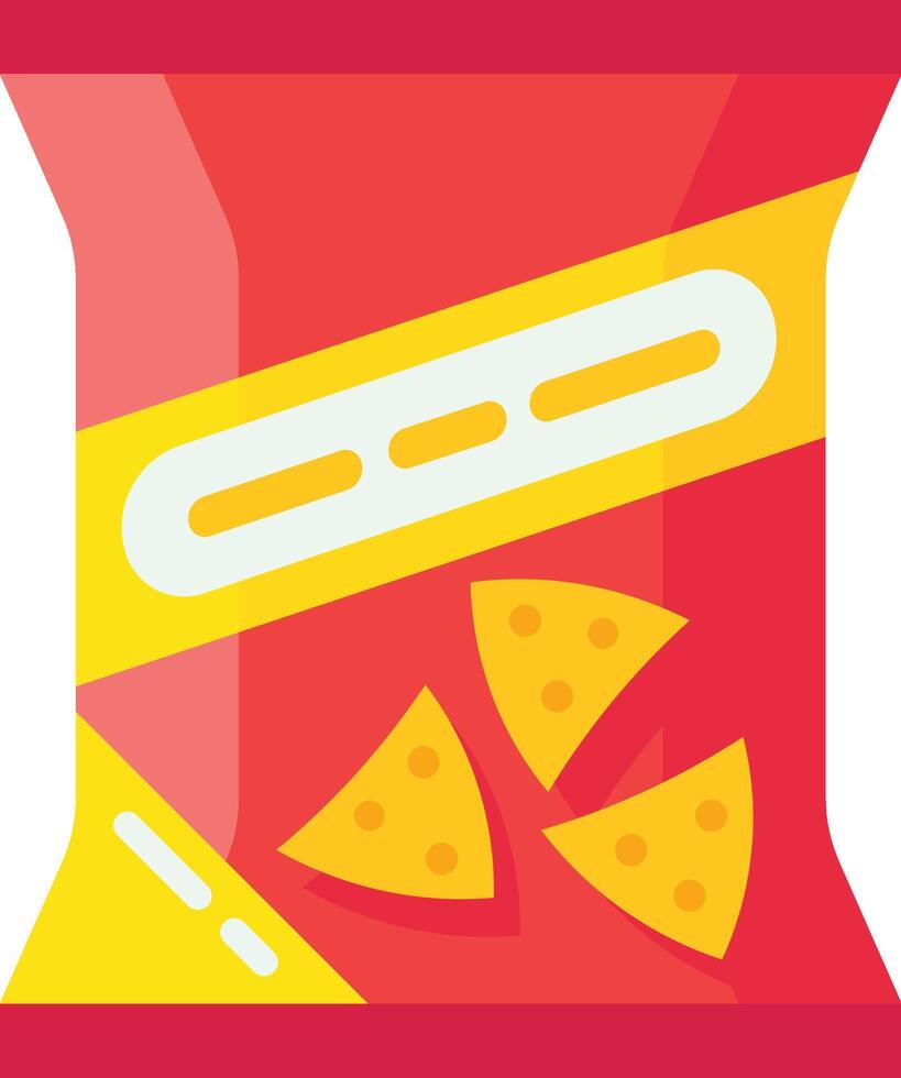 Red bag of delicious corn tortilla chips is standing up, showcasing its contents and tempting snack lovers everywhere vector