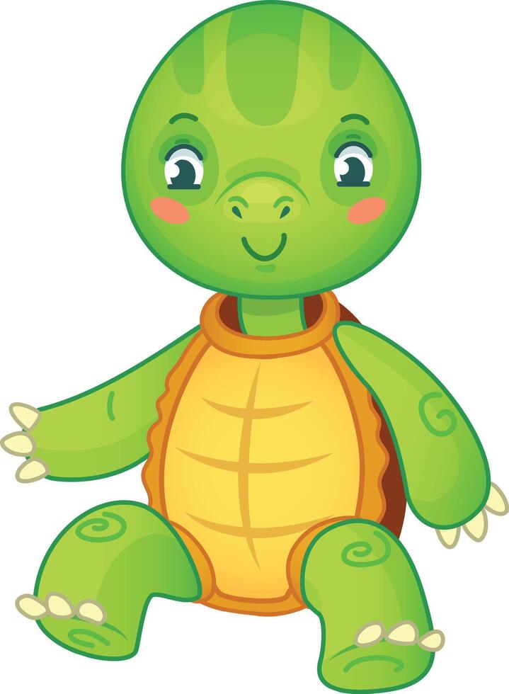 Cute cartoon turtle with a happy expression, perfect for kids projects vector