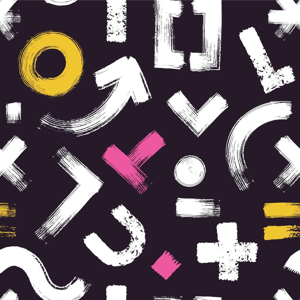 Bold brush pattern. Seamless print of abstract brush strokes of different thickness and direction. Modern geometric texture art vector
