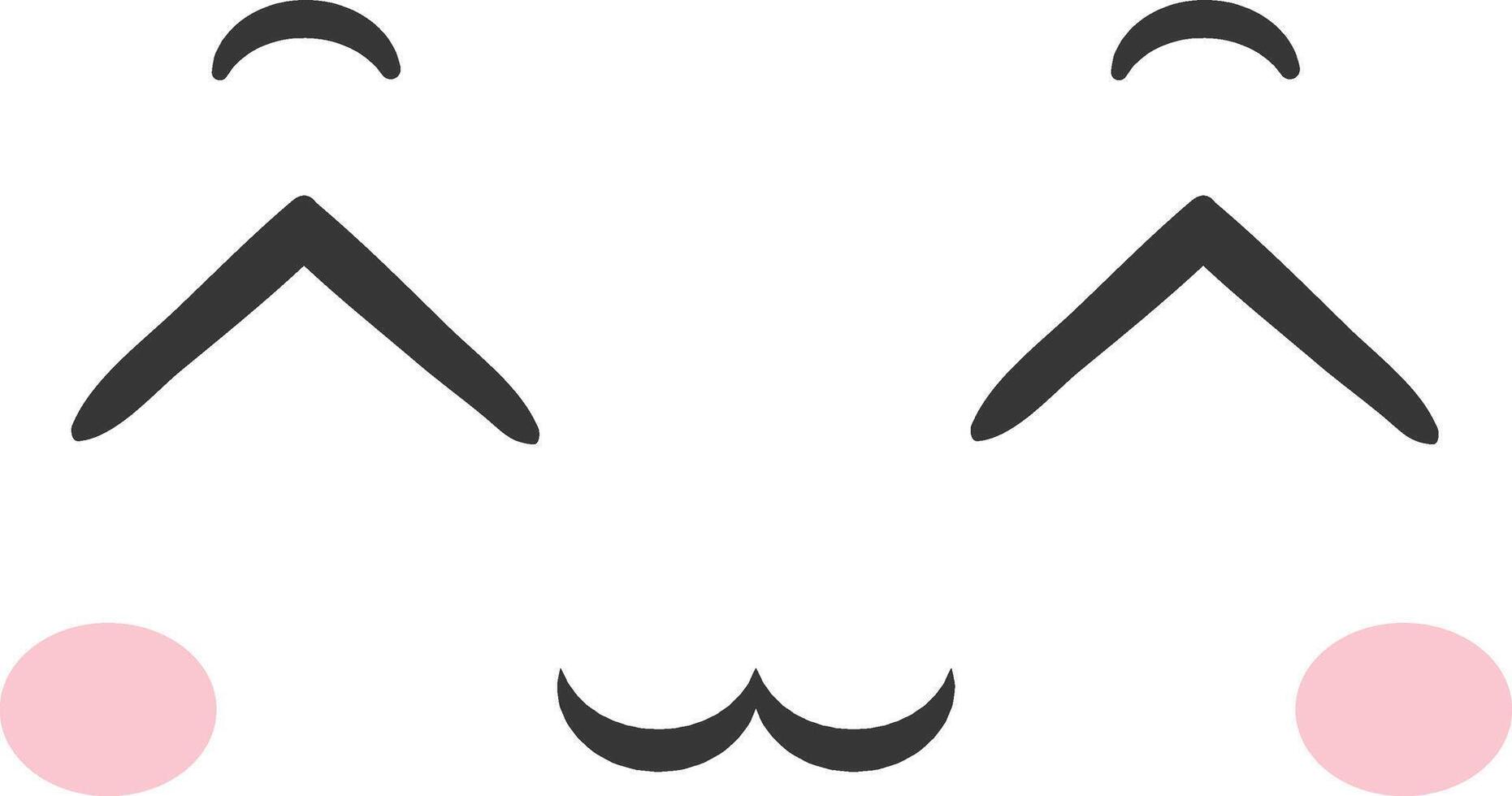 A charming cartoon rabbit face showcases closed eyes a joyful smile and rosy cheeks perfect for childrens illustrations greeting cards or playful designs vector