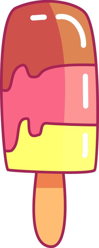 A bright layered ice cream popsicle features colors of pink yellow and brown displayed attractively against a cheerful backdrop evoking a sense of summer joy vector